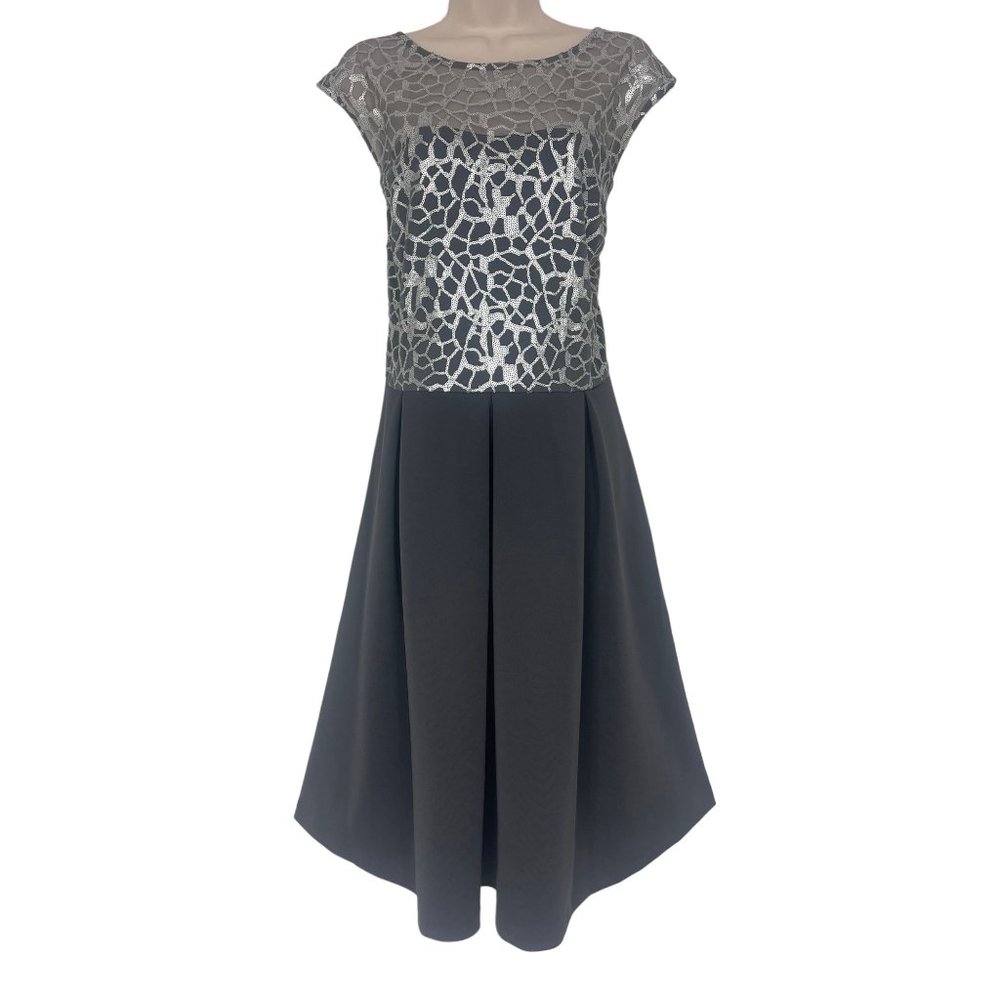Size 18W 2X SEQUIN BODICE PLEATED FIT+FLARE SPECIAL OCCASION DRESS Wedding PLUS